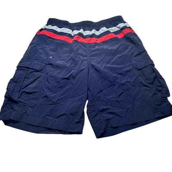 L.L. Bean Cargo Swim Trunks Quick Dry Striped Nylon Lined Shorts Men L 011G2 USA - Picture 1 of 12